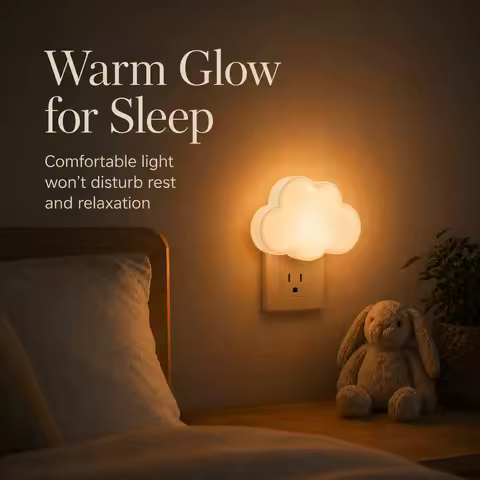 Cloud Shaped LED Nightlight with Light Sensor Plug in Automatic on Off Lamp for Children Room Hallwa