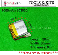 3.7V 1000mAh 803030 Lipo Battery Rechargeable Battery for Kids Smart Watch Tablet MP3 MP4 MP5 Blueto