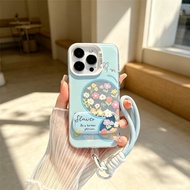 Light Blue Floral Butterfly Oppo Case With Kickstand & Light Blue Wrist Lanyard For Oppo a6x a3s a5 