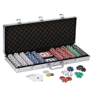 Texas Hold Em Poker Set Aluminum Case 500 Dice Chips กระเป๋าใส่กระดุมเล่นโป๊กเกอร์ Texas Hold Em พร้