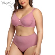 Parifairy Women's Ultra Thin Underwear set Full Cup Bra & Brief Set Lingerie Large Size