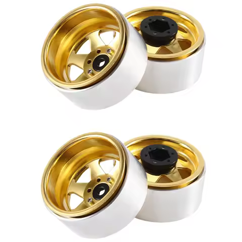 YKH_Offset -8.9mm Metal 1.9inch Beadlock Wheel Rim Deep Dish Hub,Gold