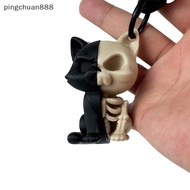 pingchuan888 1Pcs Cat Skull Skeleton Pendant Accessory Bag Decoration 3D Printed Toy Keychain Craft 