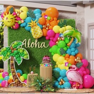 Hawaiian Theme Balloon Set Aloha Balloons Leaf Pattern Coconut Tree Fruit Birthday Party Decoration 