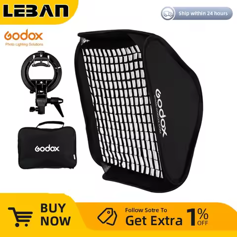 Godox 40x40 50x50 60x60 80x80 inc Honeycomb Grid Softbox with S type Bracket Mount Kit for Flash Spe