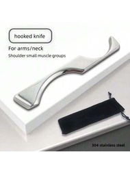 1支不銹鋼刮痧刮痧按摩工具,用於軟組織,可用於後背,腿部,手臂,頸部和肩膀（s型）