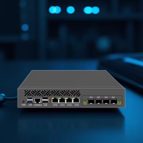 Topton 1U 9.5 Inch Rack mounted Firewall Mini PC Intel N150 Quad Core 4*/2*10G SFP 4*2.5G LAN i226-V