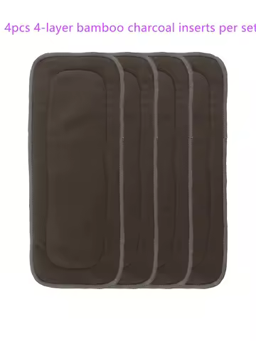(4 pcs/lot) ALVABABY Absorbent 4 -Layer Bamboo Charcoal Insert Reusable Baby Nappy Diaper Insert For