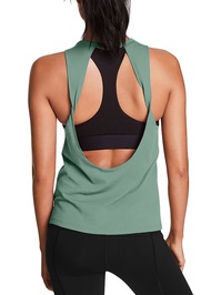 Mippo Workout Tops for Women Open Back Yoga Shirts Tank Tops Athletic Tops Gym Workout Clothes