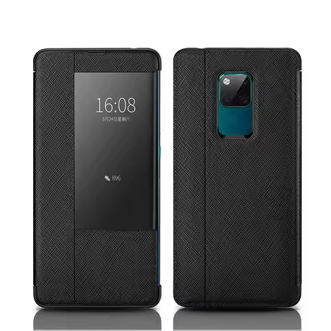 Genuine Leather Window View Smart Case for Huawei Mate 20X 5G/20RS/Mate RS Shockproof Heavy Duty Def