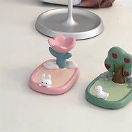 Mobile Phone Stand Cute Tulip Rabbit Resin Mobile Phone Stand Desktop Stand Mobile Phone Holder Decorative Ornaments Tablet Stand Durable