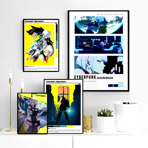 Anime C-Cyberpunk E-Edgerunners DIY Sticky Poster Waterproof Paper Sticker Coffee House Bar Stickers