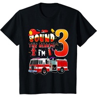 Distro Premium Kids Fire Truck 3rd Birthday Boy 3 Year Old Firefighter T-Shirt