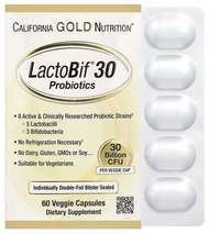 CALIFORNIA GOLD NUTRITION - 腸道益生菌300億60粒獨立包裝膠囊 美國FloraFIT®專利配方 LactoBif - 平行進口 - 最佳日期：2027.01