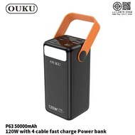 SYแบตสำรอง Outdoor OUKU P63 P65 ชาร์จเร็ว 50000/60000mAh ไฟฉายLED พร้อม 4สายเคเบิลในตัว