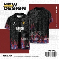 Batch 12 Jersey Viral Dragon Baju Hitam Lelaki Berkolar Design Baru Flame Design Jersey Retro Collar