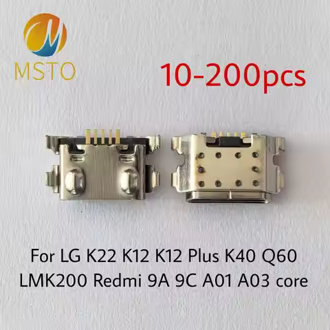 10-200pcs USB Dock Socket Connector Charging Port Replace For LG K22 K12 K12 Plus K40 Q60 LMK200 Red