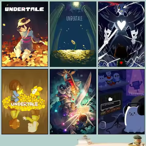 1pc U-Undertale Poster Self-adhesive Art Waterproof Paper Sticker Coffee House Bar Room Wall Decor