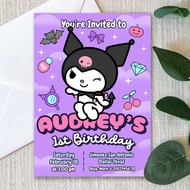 Kuromi Birthday Invitation Card with Envelope  - Girl Birthday Invite - 5R - 4R - 3R