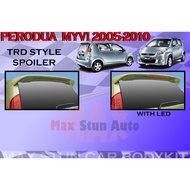PERODUA MYVI 2005-2010 TRD STYLE SPOILER WITH AND WITHOUT LED MATERIAL FIBER UNPAINT ITEM MYVI OLD S