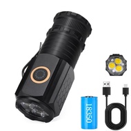 BORUIT Mini LED Flashlight 1200LM USB C Rechargeable Light 18350 Torch with Magnet Waterproof Campin