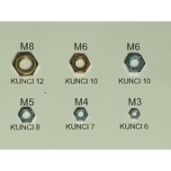 M10 M8 M6 M5 M4 M3 Nut Package Nut KeyRing 17 12 10 8 7 6 Nut Key 10 Nut Yellow & White Hexagon, Bol