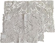 Vivienne OW0019WL3 Cutwork Table Center, 14.2 x 21.7 inches (36 x 55 cm), White, Handmade Lace, Embr