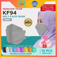 ZOCN mask kf94 50pcs 4ply Face Mask Earloop Headloop Hijab Mask Comfort k94 mask Hitam Topeng Muka 口