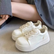 Gu Qianqian Leather Bread Shoes 2025 - Thick Sole Fashionable Casual White Shoes