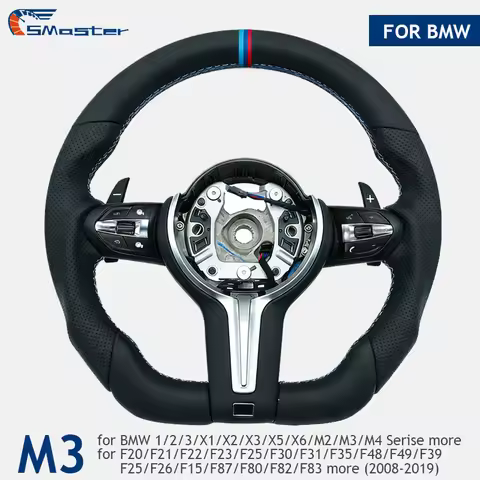 M-Sports Leather Flat Bottom Steering Wheel for BMW F30 F31 F35 F20 F21 F22 F23 F25 F26 F80 M3 F-Ser