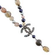 Pre-owned Chanel Coco Mark necklace, made in France with metal, faux pearls, and rhinestones, 2006, 