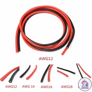 CU 1meter Black +1meter Red Silicon Wire 12AWG 14AWG 16AWG 18AWG 20AWG 22AWG 24AWG Heatproof Soft Si