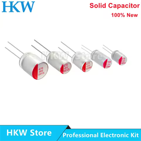 10pcs New DIP Solid Electrolytic Capacitor Super Low ESR 6.3V 16V 25V 35V 50V 100UF 270UF 470UF 220 