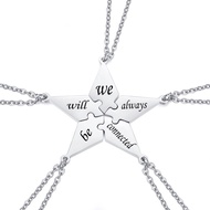 Stainless Steel 5 Pieces Best Friends BFF Sister Brother Family Necklaces Friendship Puzzle Piece Ch