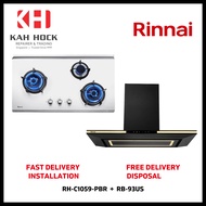 RINNAI RH-C1059-PBR CHIMNEY HOOD + RB-93US 3 BURNER STAINLESS STEEL BUILT-IN HOB BUNDLE *INSTALLATIO