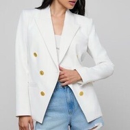Anne Klein White Cotton Blazer Ivory Buttons Balmain Reiss Veronica Beard Maje Style 白色 西裝 恤衫外套 輕薄透氣