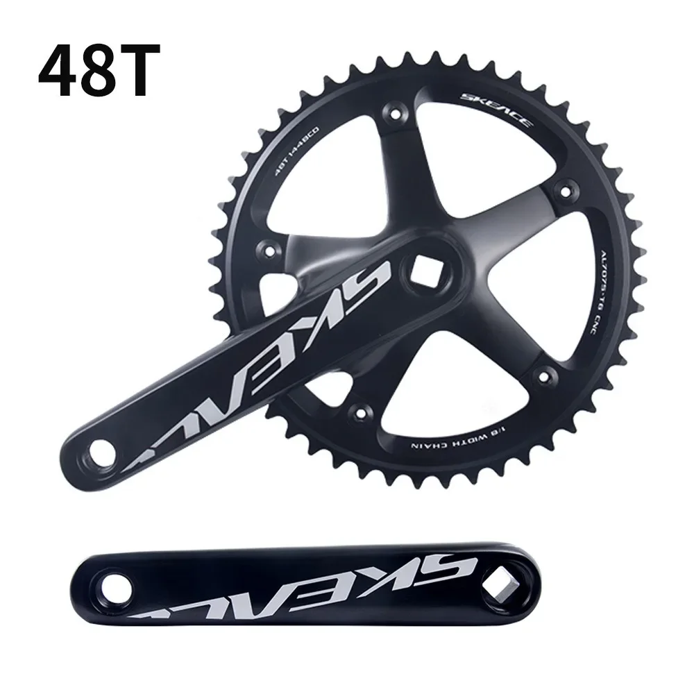 SKEACE Bicycle Crankset 144BCD Mountain Bike Square Hole Crank Aluminum Alloy Single Speed Crank Cha