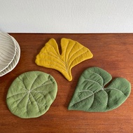 觀葉植物刺繡杯墊材料包 全程影片教學 銀杏 錦緞 山烏龜3入