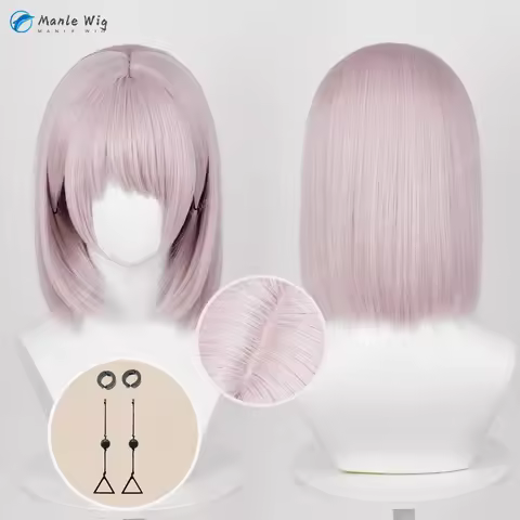 Famine Devil Fami Cosplay Wig 34cm Grey Pink Wigs Heat Resistant Synthetic Hair Halloween Cosplay An