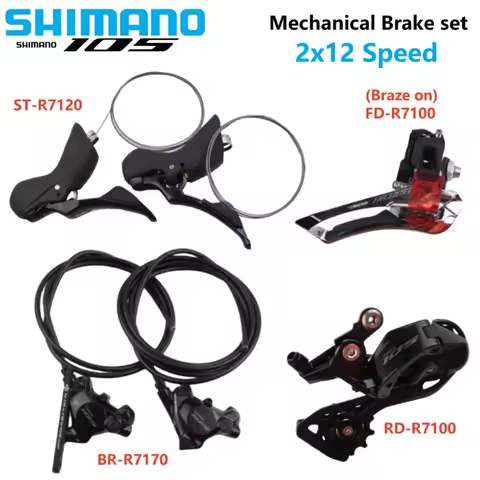 SHIMANO 105 Hydraulic Disc Brake Set 2x12 Speed ST-R7120 Shifter BR-R7170 Brake Caliper FD-R7100 RD-