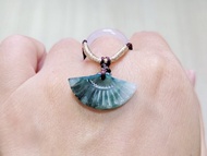 親翠 天然翡翠 冰藍水漂亮小扇子調整式繩鏈