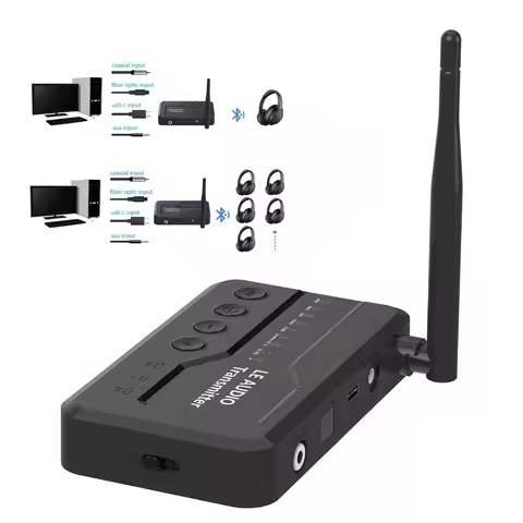 Auracast LE Audio Transmitter LC3 Lossless Bluetooth 5.4 Audio Transmitter Low Latency Type-C Wirele