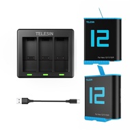 TELESIN 2 Batteries for GoPro 12 11 10 9 Battery Charger 3 Way Battery Charging LED Battery Charger for GoPro Hero 9/Hero 10 Black Camera DJRE