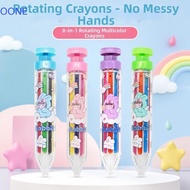 OONE Painting Pens, 8in1 Push Style Multicolor Crayons, Painting Supplies Easy Grip Creative Cartoon