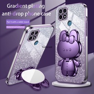 Casing For Oppo A15 Case Oppo A15S Case Oppo A35 Case Oppo A1 Pro Case Oppo A92S Case Oppo A93S Case Oppo Reno4 SE Case Oppo Reno 2Z Reno 2F Case Bunny Vanity Mirror Bracket Cartoon Stand Rabbit Holder Phone Cassing Cases Case Soft Cover WT