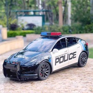 Tesla MolY Police Car Model Alloy Toy Car Model Children Toy Car Simulation SWAT Model Car