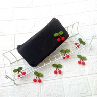 Cherry Pin Pencil Case Unique Cherry Zipper Pencil Case