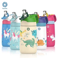 C Fjbottle Kids Water Bottle Vacuum Flac Thermos With Cute Dinosaur Pattern With Heal