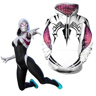 2024 Women's Spider Gwen Stacy Zipper Hooded Hoodie Spiderman Cosplay Costume Personalized Customiza