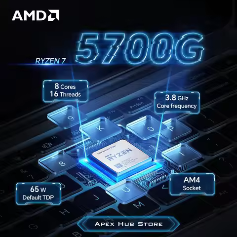 NEW AMD R7 5700G Socket AM4 L3=16M 3.8GHz 8-Core 16-Thread Processor 65W Applicable to B550 Ryzen 7 